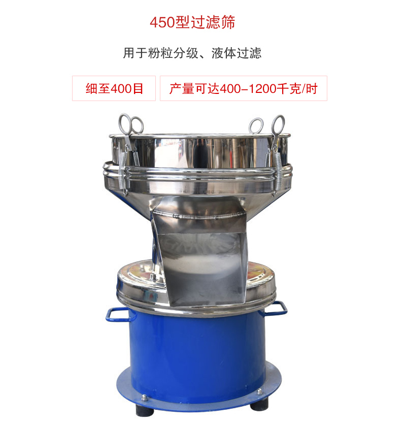 450型過濾篩用于粉粒分級、液體過濾